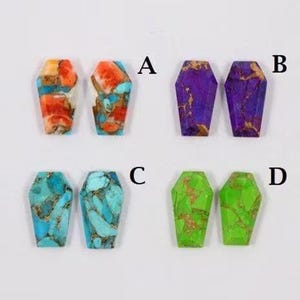Natural Mix Turquoise Gemstones Coffin Shape Approx. 10X7 MM To 17X10 MM Tablet Cut Flat Bottom High Polished Gemstone Item Use for Jewelry