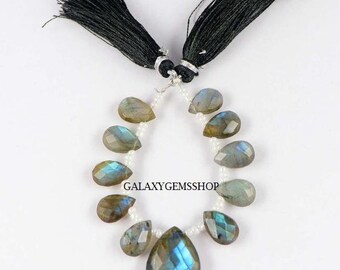 Labradorite Pear Briolette Cut Strand, Necklace Gemstone, 15X20 mm