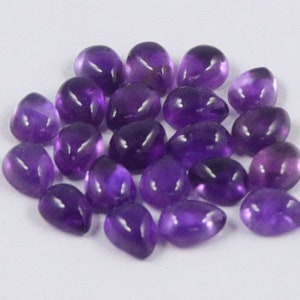 Améthyste africaine en forme de poire 21 pièces env. Cabochon lisse de 9 x 7 mm à fond plat pour la fabrication de bijoux, pierres précieuses en vrac, améthyste africaine, pierres précieuses lisses