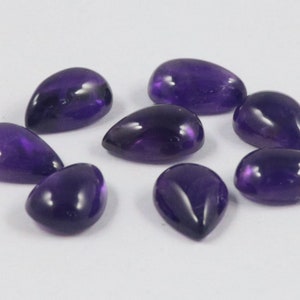 Améthyste africaine en forme de poire, 8 pièces, environ 13 x 9 mm Cabochon lisse à fond plat, fabrication de bijoux en vrac, améthyste africaine, pierre précieuse lisse