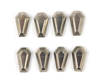AAA+ Quality Very Rare Natural Pyrite Coffin Shape Approx. 17X10 MM To 10X7 MM Tablet Cut Flat Bottom Jewelry Making Loose Gemstones