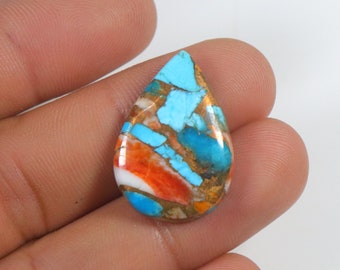 Cabujón de turquesa y cobre ostra de calidad AAA+ con forma mixta, base plana y lisa para la fabricación de joyas. Piedra preciosa suelta de turquesa y cobre ostra.