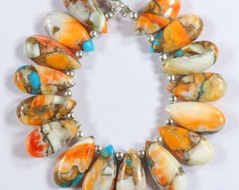 Oyster Briolette Kupfer Türkis Birnen Perlen, 15 x 7 mm Strang (16 Stück)