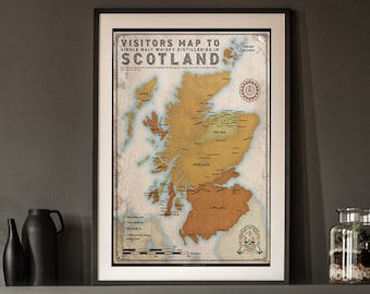 Whisky Lover's Dream: Scotland Distillery Map Poster - Unique Travel Gift