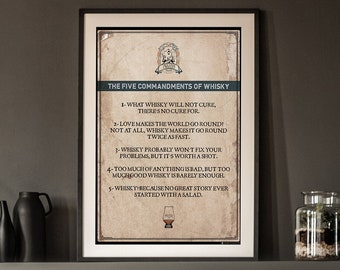 Whisky Commandments Art Print – Funny Whisky Lover Gift