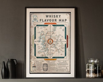 Classic Whisky Map Print - Stylish Wall Decor for Whiskey Enthusiasts