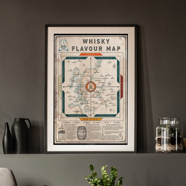 Klassischer Whisky Map Print - Stilvolles Wanddekor für Whisky-Enthusiasten