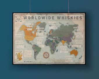 Worldwide Whisky Map Poster – Informative Scotch Lover Gift
