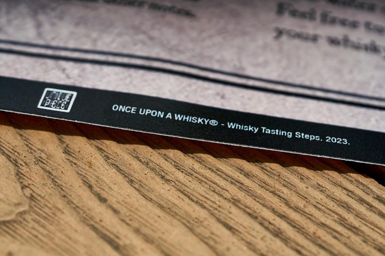 Infographic and map detailing the six steps of whisky appreciation on a tasting guide poster