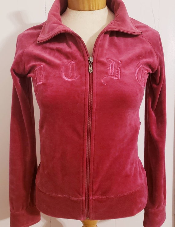 VTG Y2K 2000s BCBG Velour Track Jacket Hot Pink - image 6