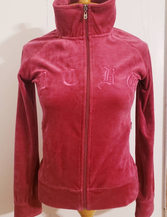 VTG Y2K 2000s BCBG Velour Track Jacket Hot Pink - image 1