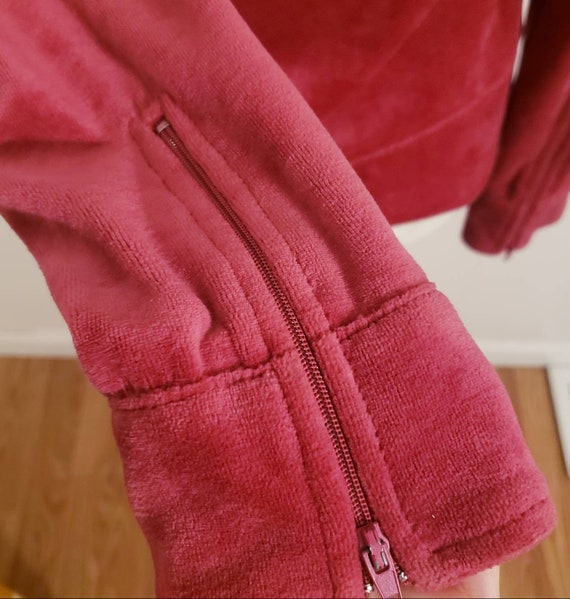 VTG Y2K 2000s BCBG Velour Track Jacket Hot Pink - image 4