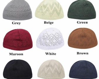 Men Kufi koofi Kofi Hat Skull Cap Islamic Muslim Prayer Topi Head Wear Clothing