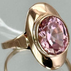 Vintage 14K 583 Rose Gold Amethyst Ring - Size 6 1/4
