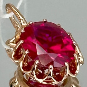 Vintage 14K 583 Rose Gold Ruby Pendant
