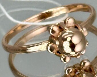 Vintage 14K 583 Rose Gold Ring: Floral Design, Size 9