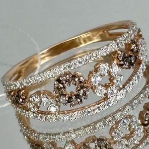Vintage 14K 585 Rose Gold Cubic Zirconia Ring, Size 7.25 - Ukraine