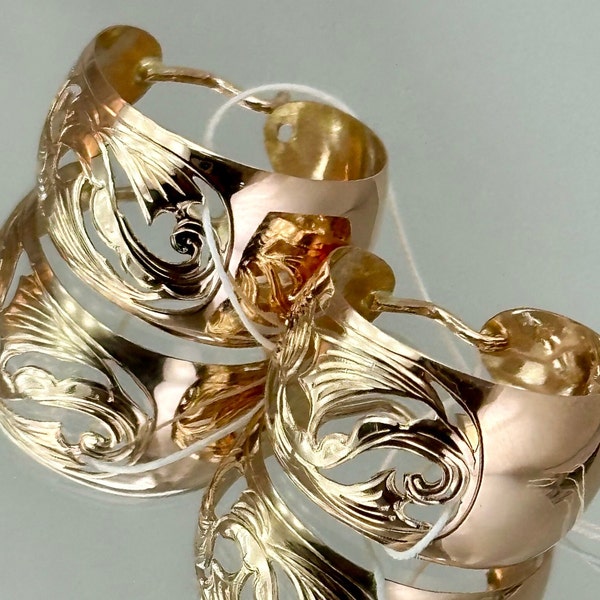 Vintage Original Solid Rose Gold Earrings 583 14K, Solid Rose Gold Earrings 583 14K, Solid Gold Earrings 583 14K, Gift For her, Solid Gold
