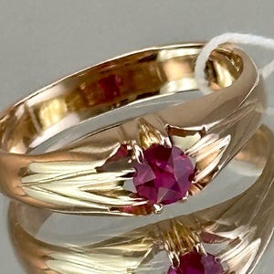 Vintage Original Solid Rose Gold Ring with Ruby 583 14K, Solid Rose Gold Ruby Ring 583 14K, Solid Gold Ring with Ruby 583, Ruby Ring 583