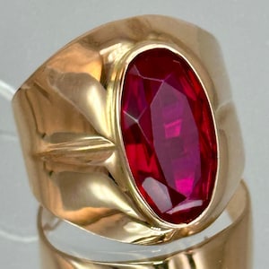 Vintage Original Solid Rose Gold Ring with Ruby 583 14K, Solid Rose Gold Ruby Ring 583 14K, Solid Gold Ring with Ruby 583, Ruby Ring 583