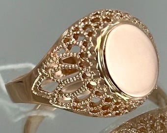 Vintage 14K Rose Gold Ring: Solid 583 Gold, Size 6.5