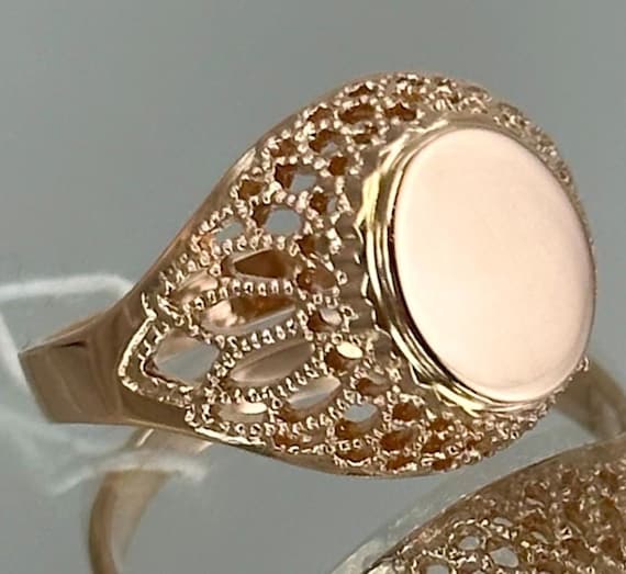 Vintage 14K Rose Gold Ring: Solid 583 Gold, Size 6.5 - Etsy