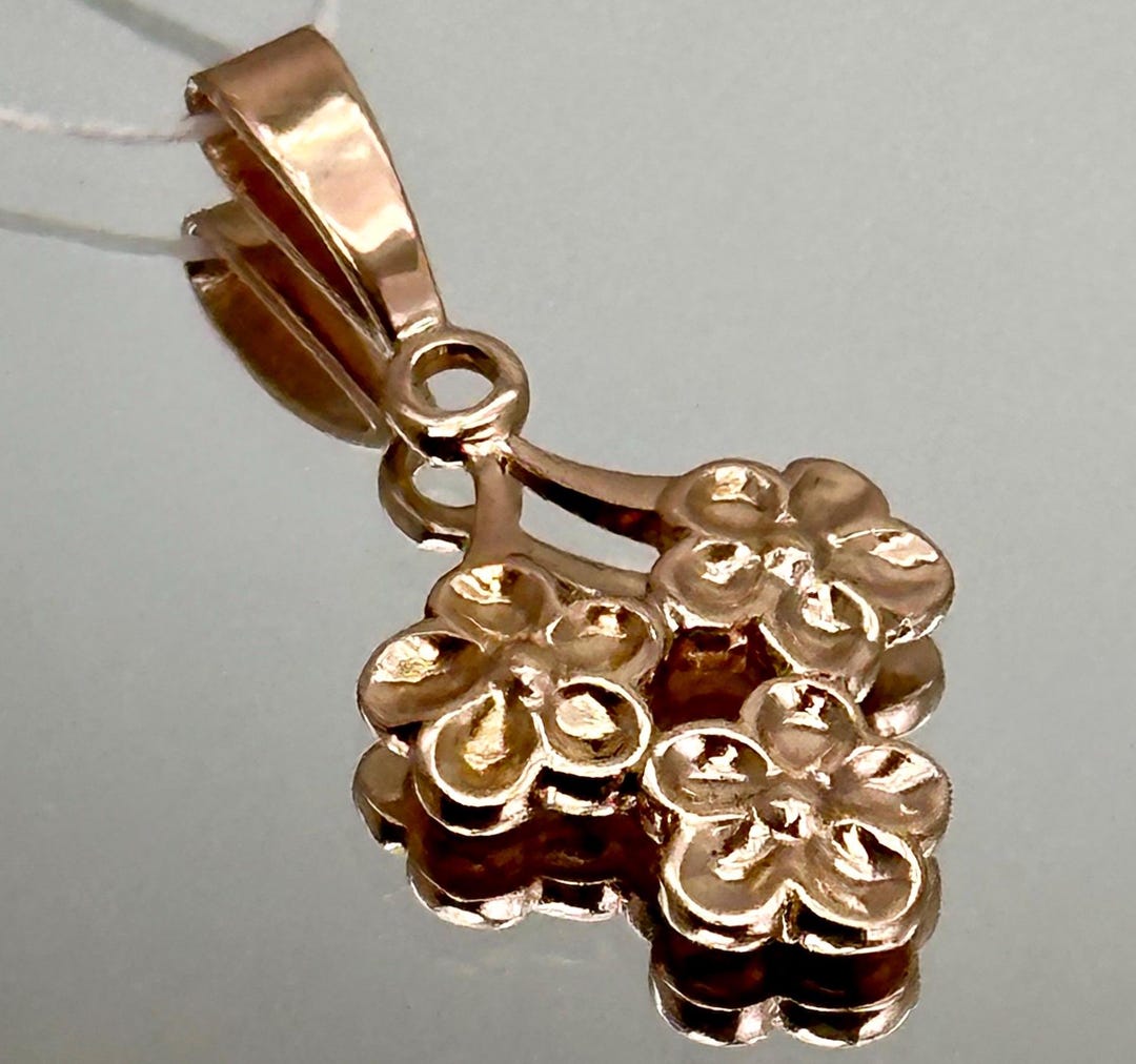 Fancy Gold R Flower Vintage 14K 583 Rose Gold Flower Pendant, Small Floral Charm - Etsy