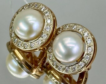 ★VINTAGE HOLLYWOOD★ Rose Pearl Earrings_VH2435EA004M Vintage Pink Earrings Clip Retro Pink Cluster Faux Pearl