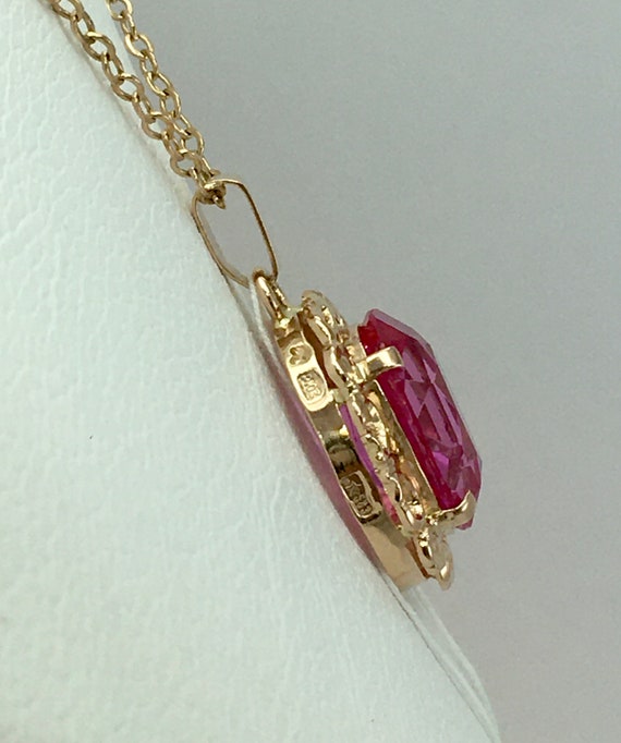 Vintage Original Solid Rose Gold Amethyst Pendant… - image 4