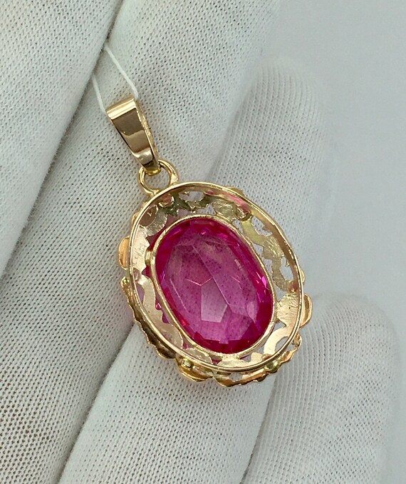 Vintage Original Solid Rose Gold Amethyst Pendant… - image 8