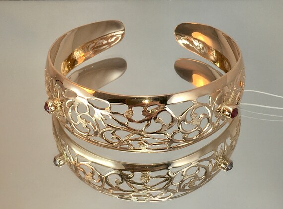Vintage Original Soviet Rose Gold Bracelet with Ru