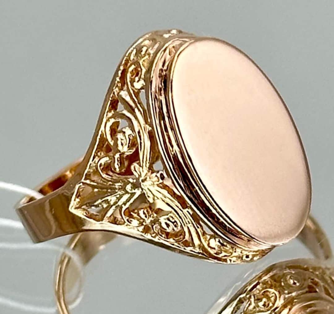 Vintage 14K 583 Rose Gold Ring, Filigree Design, Size 10 - Etsy