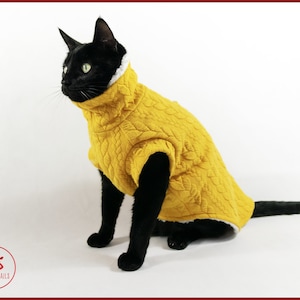 Warme CAT-trui, CAT-wintervest, kabelgebreide kattentrui, warm kattenjack van teddyfleece