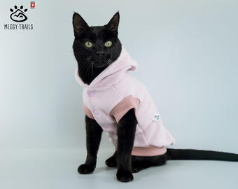 Handmade Cat Fleece Hoodie Vest: Sleeveless Jacket with Leash Opening