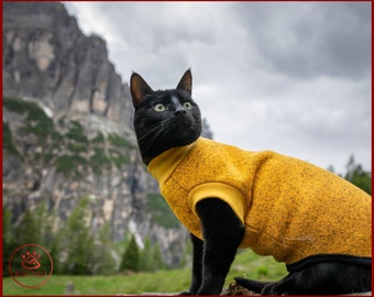 Warm fleece cat sweater, cat turtle neck vest