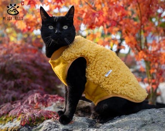 Handmade Teddy Fleece Cat Vest – Warm Winter Outerwear, Leash Opening