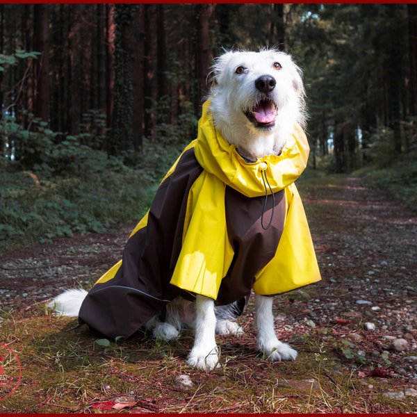 DOG REGENCOAT mit MEMBRANE, wasserdichte atmungsaktive Regenjacke für Hund, Hunderegenjacke, Regenmantel für große Hunde, Kleidung für Hunde