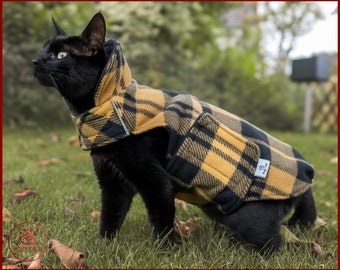 Plaid Fleece Cat Winter Jacket: Double Layer Polar Fleece