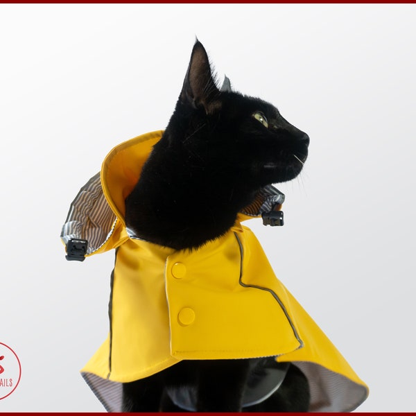 Stylish CAT Rain JACKET, Waterproof Cat Coat, Yellow Vintage Fisherman style Cat Coat, Comfortable Cat raincoat, cat clothes