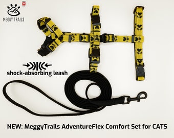 Escape Proof Cat Harness and Shock Absorbing Leash Set