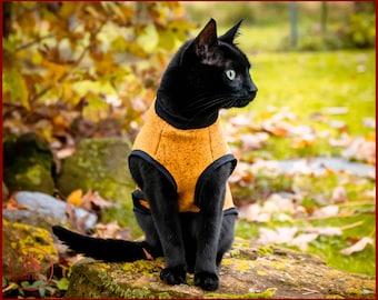 Warm fleece SWEATER for cat, knit optic fleece cat vest, cat sleeveless sweater, cat clothes, winter clothes for cat