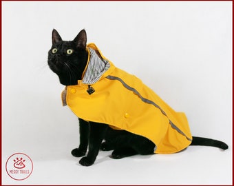 Stylish CAT Rain JACKET, Waterproof Cat Coat, Yellow Vintage Fisherman style Cat Coat, Comfortable Cat raincoat, cat clothes