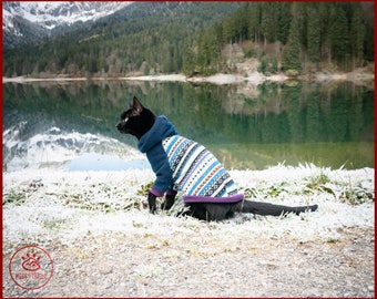 Warm fleece SWEATER for cat, knit optic fleece cat hoodie, polar fleece warm cat sweater, cat clothes, winter clothes for cat