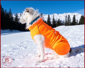 DOG polar FLEECE vest, high visibility vest for dog, warm dog jacket, fluorescent winter safety vest for dog, neon orange yellow dog vest