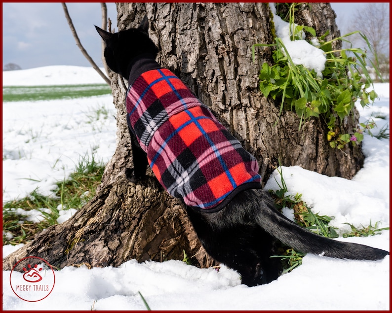 Cat Fleece Jacket Warm Cat Coat Plaid Pattern Jacket for Etsy