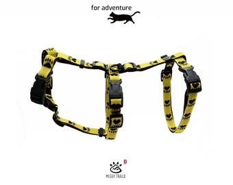Escape Proof Cat Harness | Yellow Y-Neck, Lightweight and Comfortable Adventure Walking Halter