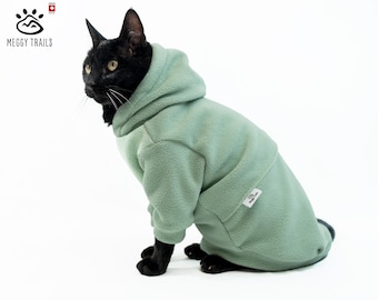 Sudadera con capucha de microfibra cálida para gatos: ropa suave de  invierno para mascotas en tonos pastel