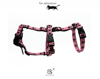 Escape Proof Y-Neck Cat Harness | 6 Adjustable Points | Lightweight Adventure Cat Harness | Secure Waist Strap