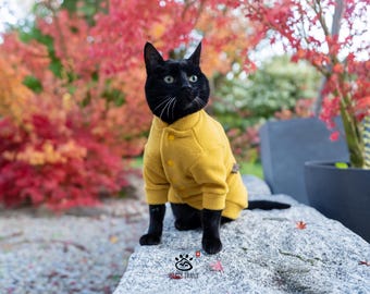 Warm Microfleece Cat Sweater – Handmade Jumper with Leash Opening