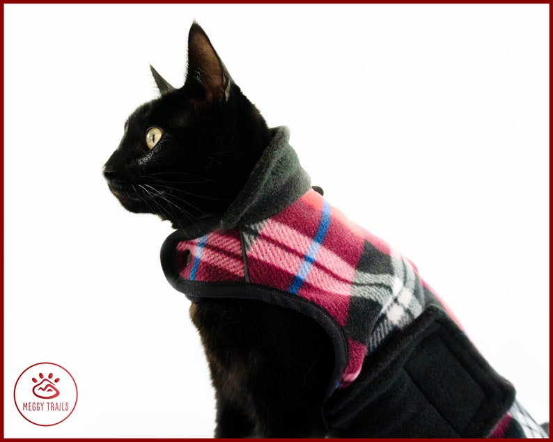 Cat Fleece Jacket Warm Cat Coat Plaid Pattern Jacket for Etsy